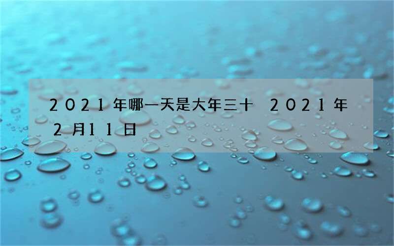 2021年哪一天是大年三十 2021年2月11日